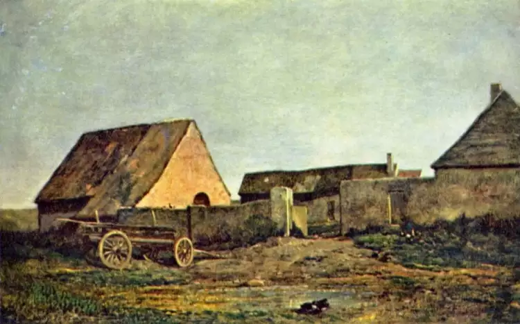 Барбизонская школа. Шарль-Франсуа Добиньи. «Крестьянский двор», 1855