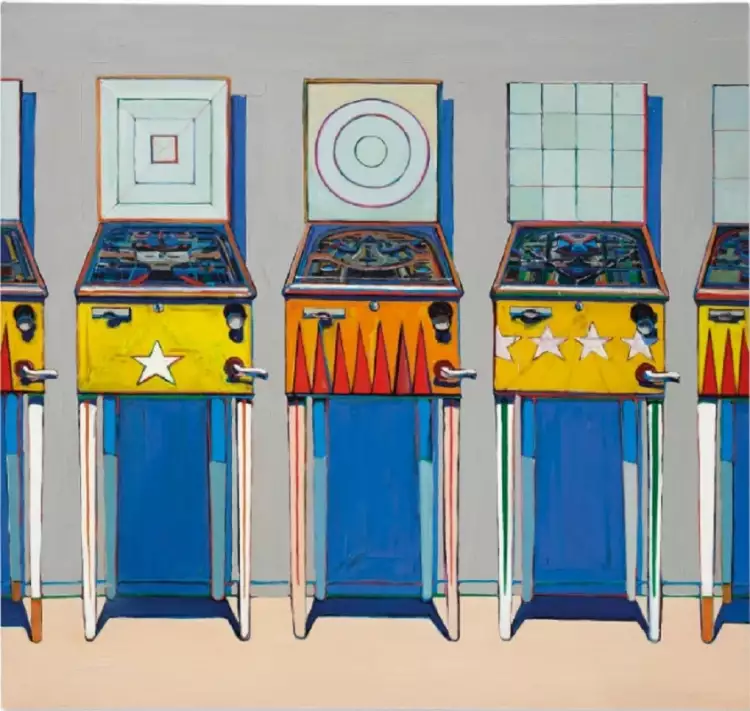Мортон Уэйн Тибо. Картина Four Pinball Machines, 1962 Мортон Уэйн Тибо. Картина Four Pinball Machines, 1962