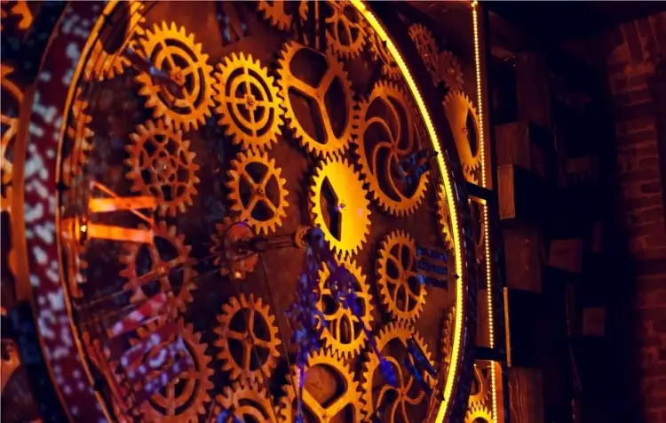 Стиль стимпанк в интерьере. Настенный декор в баре Enigma в стиле стимпанк. Оформление студии The 6th-Sense Interiors Стиль стимпанк в интерьере. Настенный декор в баре Enigma в стиле стимпанк. Оформление студии The 6th-Sense Interiors