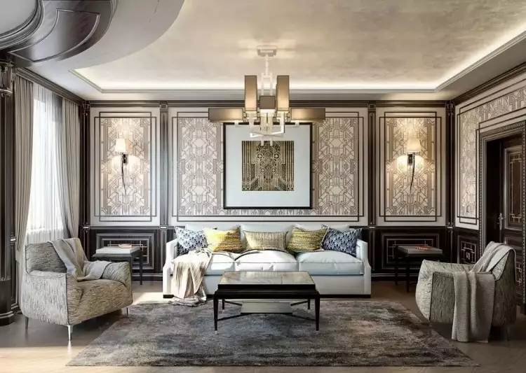 Der neoklassische Stil in der Innenarchitektur. Neoklassizistisches Wohnzimmer_1 Der neoklassische Stil in der Innenarchitektur. Neoklassizistisches Wohnzimmer_1
