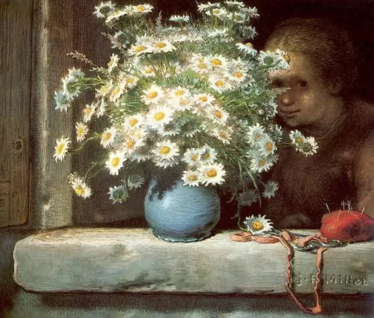 Pastell. Jean-François Millet. Ein Blumenstrauß aus Gänseblümchen, 1866 Pastell. Jean-François Millet. Ein Blumenstrauß aus Gänseblümchen, 1866