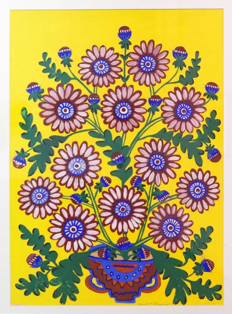 Мария Примаченко. Картина «Цветы за мир», 1965