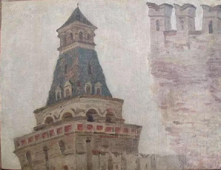 Василий Суриков. Этюд «Сенатская башня, или Кремлёвская стена», 1879