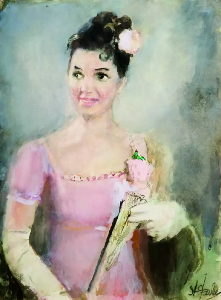 Артур Фонвизин. Картина «Галина Вишневская в роли Наташи Ростовой», начало 1960-х