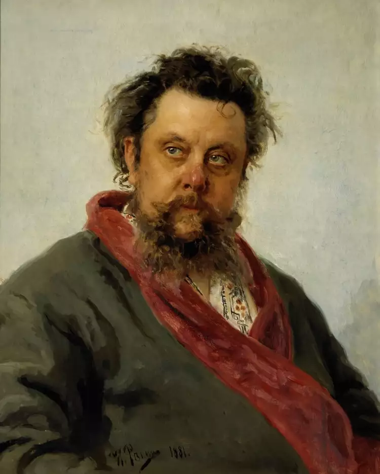 Portrait. Ilya Repin. Portrait of composer Modest Mussorgsky, 1881 Portrait. Ilya Repin. Portrait of composer Modest Mussorgsky, 1881