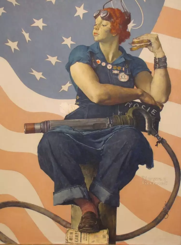 Норман Роквелл. Картина «Клепальщица Рози», 1943
