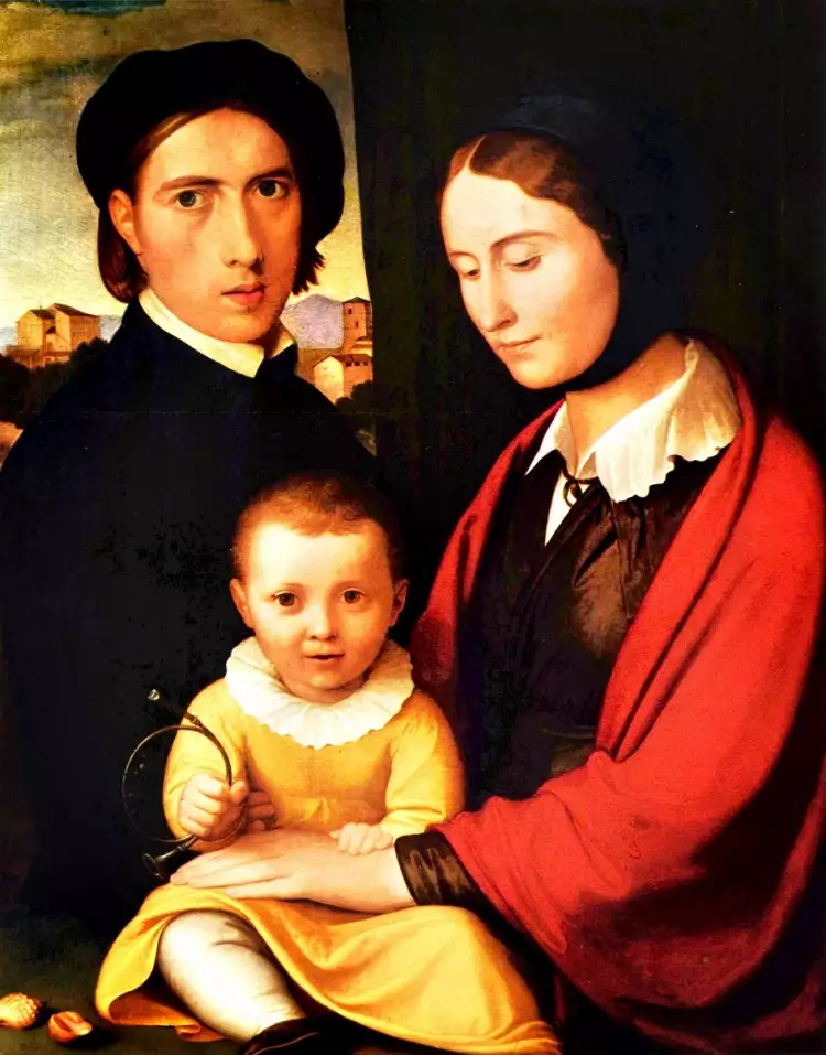 Иоганн Фридрих Овербек. Картина «Автопортрет с семьей», 1820 Иоганн Фридрих Овербек. Картина «Автопортрет с семьей», 1820