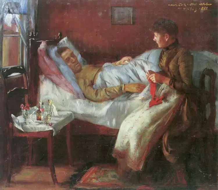 Ловис Коринт. Картина «Отец художника в своей постели», 1888