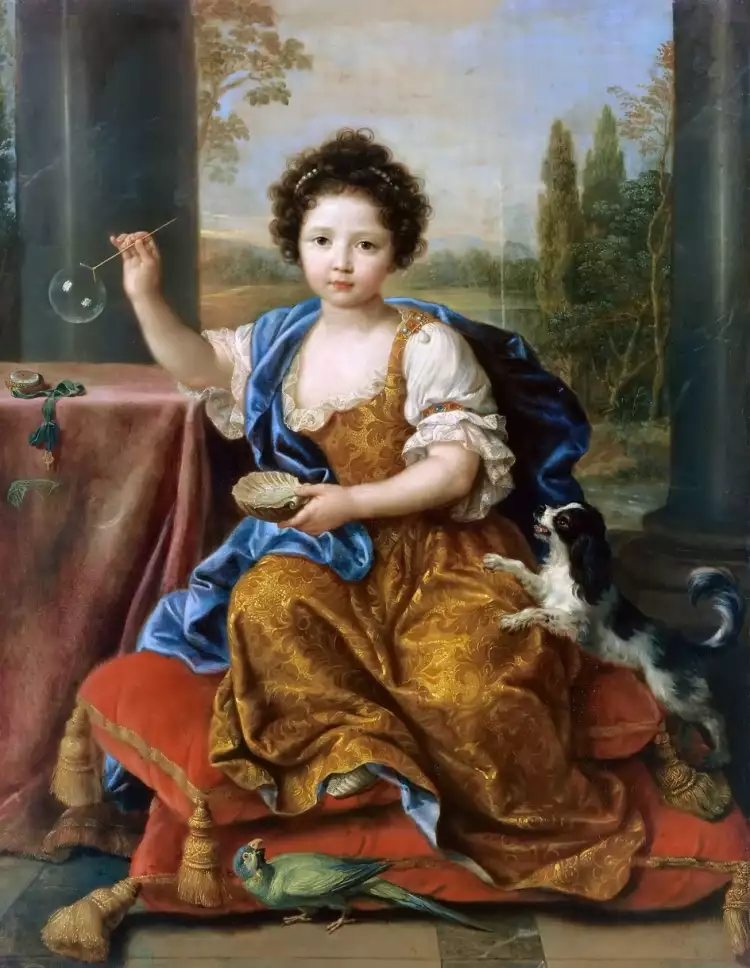 Дети на картинах известных художников. Пьер Миньяр. «Портрет Марии Анны де Бурбон (Мыльные пузыри)»