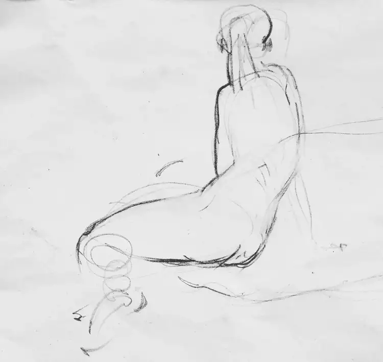 Зарисовка с натуры. Набросок обнаженной женщины