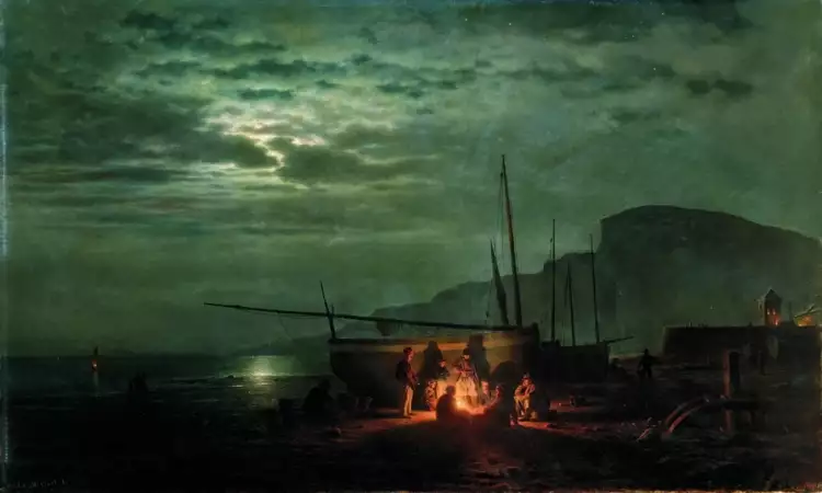 Михаил Клодт. Картина «Ночной вид в Нормандии. Рыбаки», 1862 Михаил Клодт. Картина «Ночной вид в Нормандии. Рыбаки», 1862