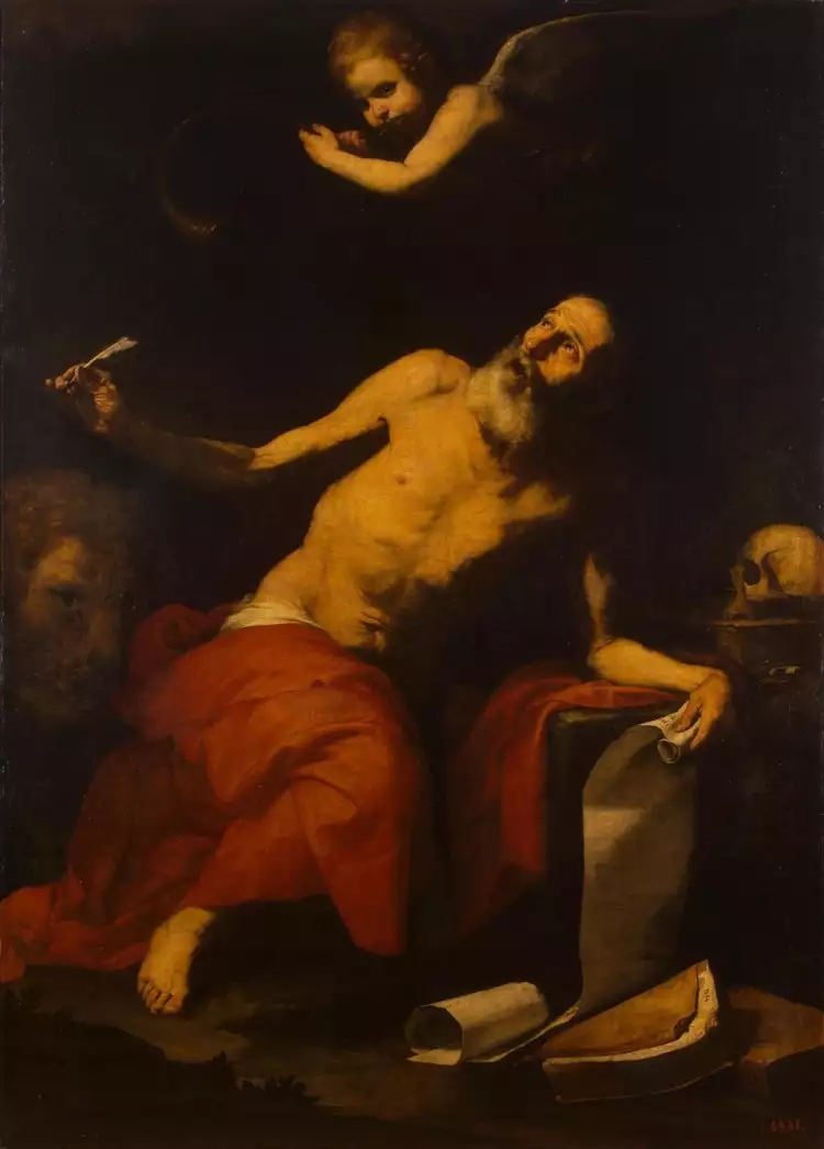 Караваджизм. Хосе де Рибера. «Святой Иероним и ангел», 1626 Караваджизм. Хосе де Рибера. «Святой Иероним и ангел», 1626
