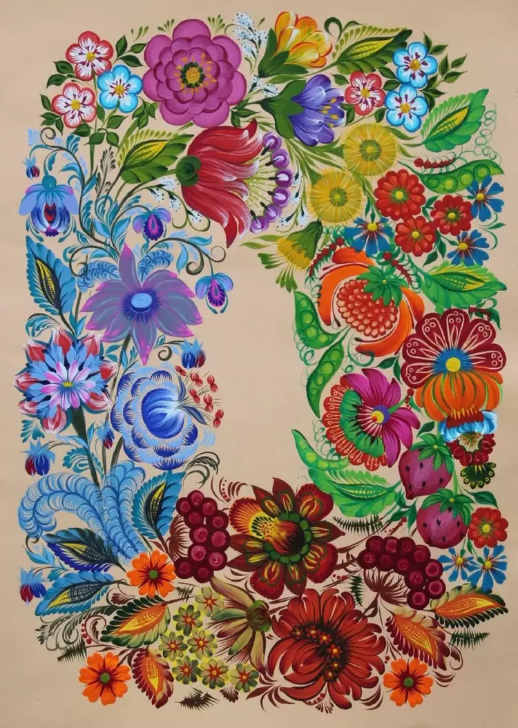 Петриковская роспись. Цветочный орнамент Петриковская роспись. Цветочный орнамент