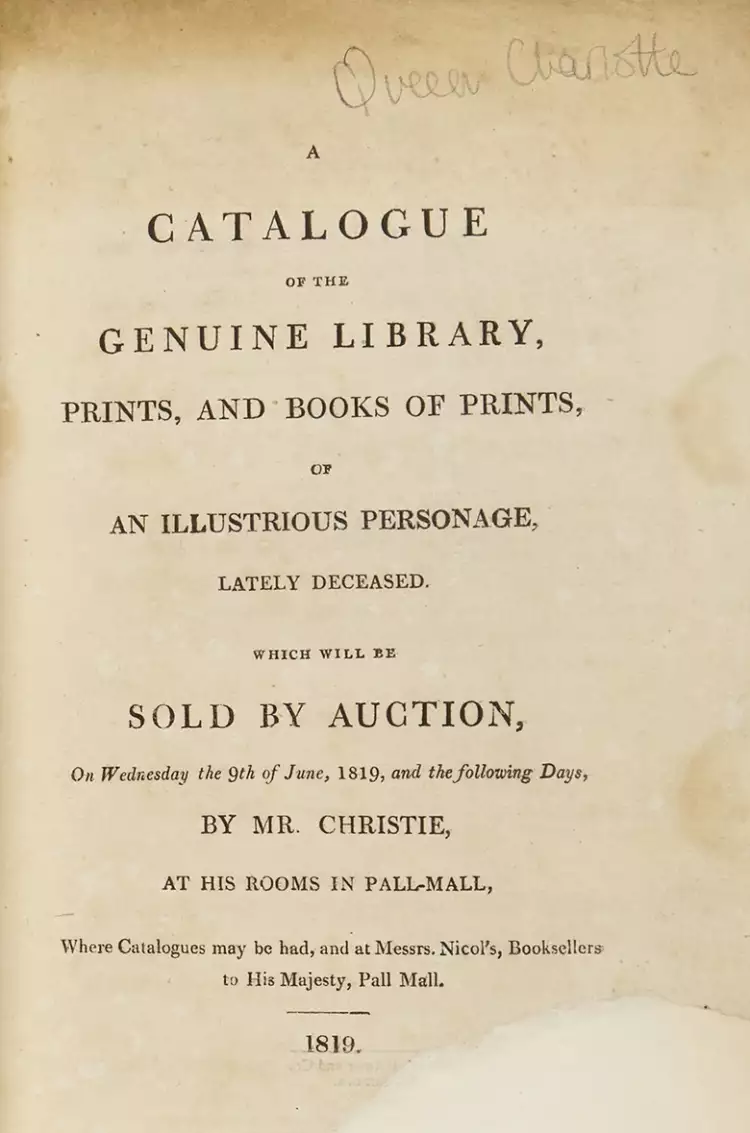 Christie’s 200 лет назад. Каталог аукциона библиотеки королевы Шарлотты