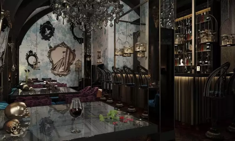 Готика. Интерьер в готическом стиле в дорогом европейском кафе Готика. Интерьер в готическом стиле в дорогом европейском кафе