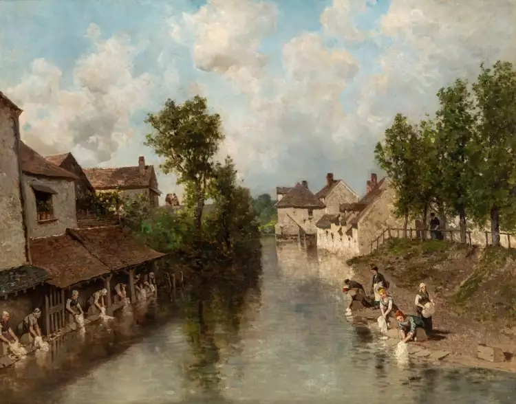 Эжен Сисери. Картина «Les Lavandières Washerwomen», 1870-1880