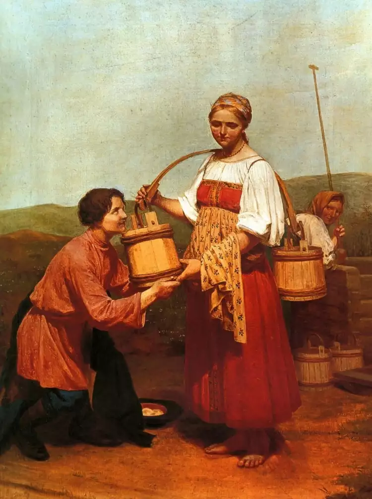Алексей Венецианов. «Встреча у колодца», 1843