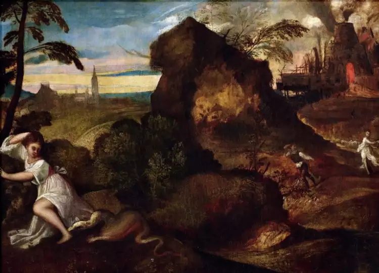 Миф об Орфее. Тициан. «Орфей и Эвридика», 1508