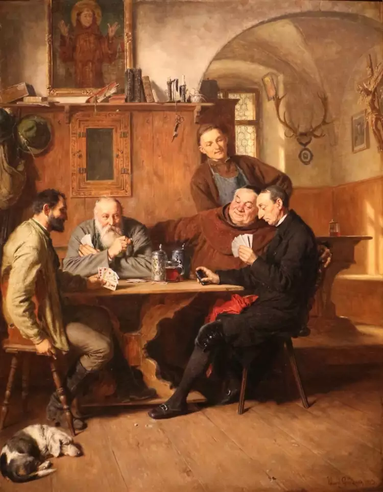 Эдуард фон Грютцнер. Картина «За игрой в карты», 1883 Эдуард фон Грютцнер. Картина «За игрой в карты», 1883