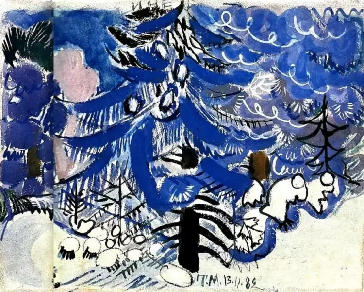 Татьяна Маврина. Иллюстрация к рассказу Юрия Коваля «Снег», 1982