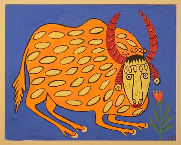 Мария Примаченко. Картина «Украинский бык», 1977