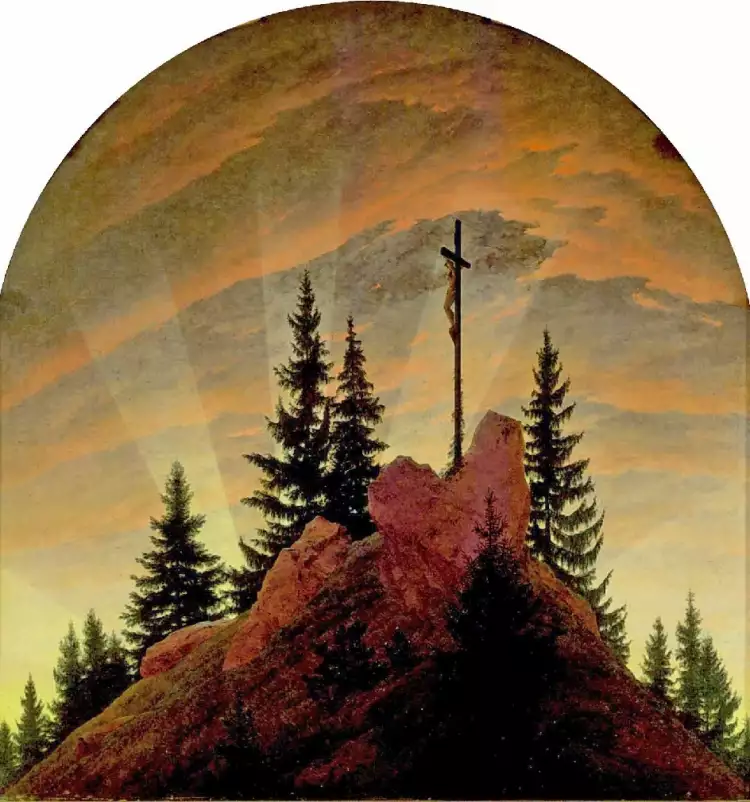 Caspar David Friedrich. Das Gemälde Das Kreuz im Gebirge (Tetschener Altar), 1808 Caspar David Friedrich. Das Gemälde Das Kreuz im Gebirge (Tetschener Altar), 1808