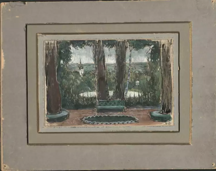 Добужинский М.В. Декорация II действия. Месяц в деревне. Московский Художественный театр 1909 г.