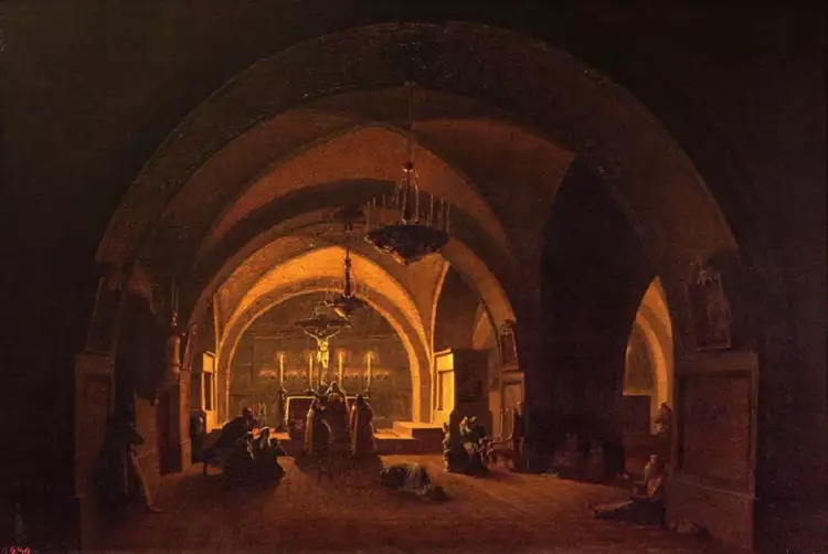 Максим Воробьёв. Картина «Внутренний вид церкви на Голгофе в Иерусалиме», 1824