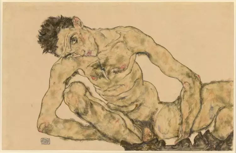 Эгон Шиле. «Автопортрет в обнаженном виде»