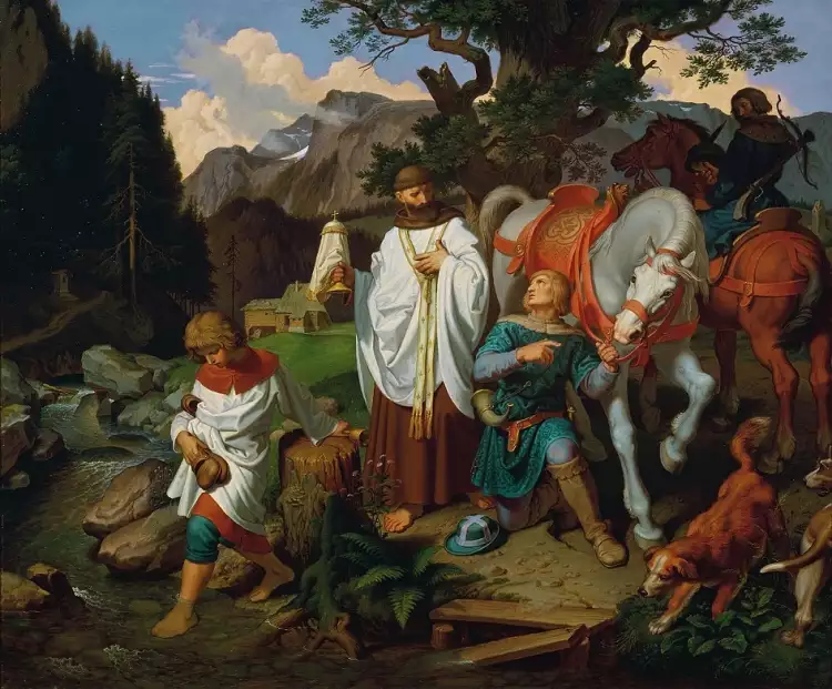 Йозеф фон Фюрих. Картина «Рудольф фон Габсбург и священник», 1870 Йозеф фон Фюрих. Картина «Рудольф фон Габсбург и священник», 1870