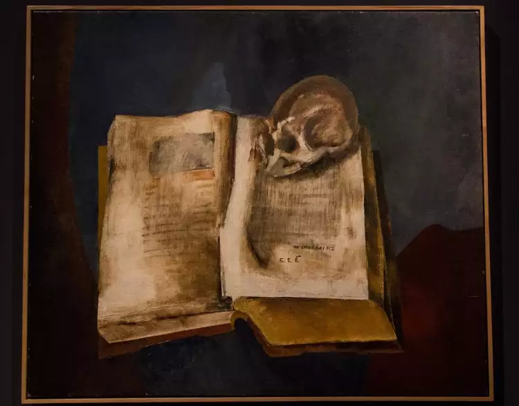 Владимир Татлин. Картина «Череп на раскрытой книге», 1950