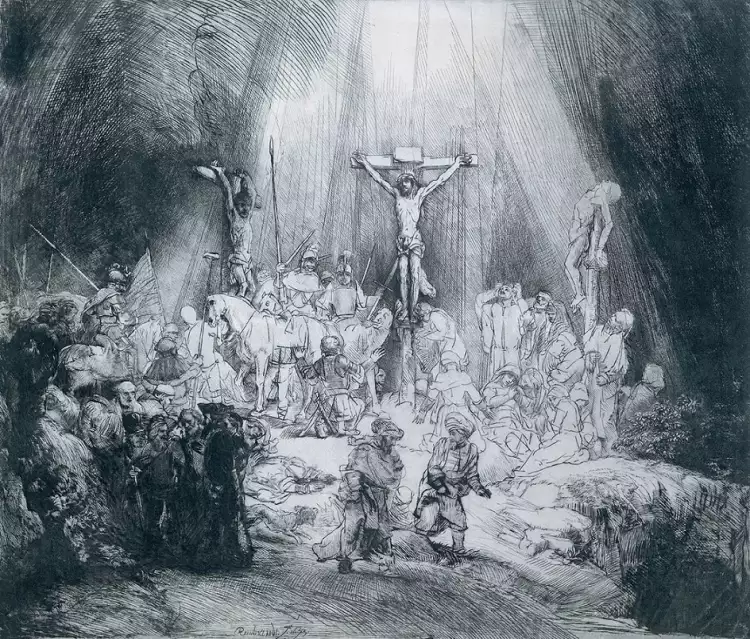 Рисунок. Рембрандт Харменс ван Рейн. «Три распятия», 1653 Рисунок. Рембрандт Харменс ван Рейн. «Три распятия», 1653