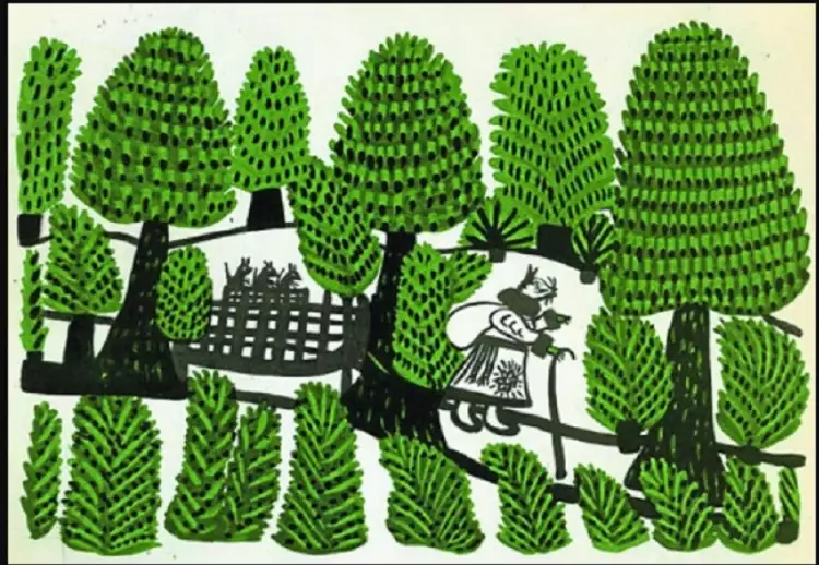 Мария Примаченко. Картина «Крыса в пути», 1961