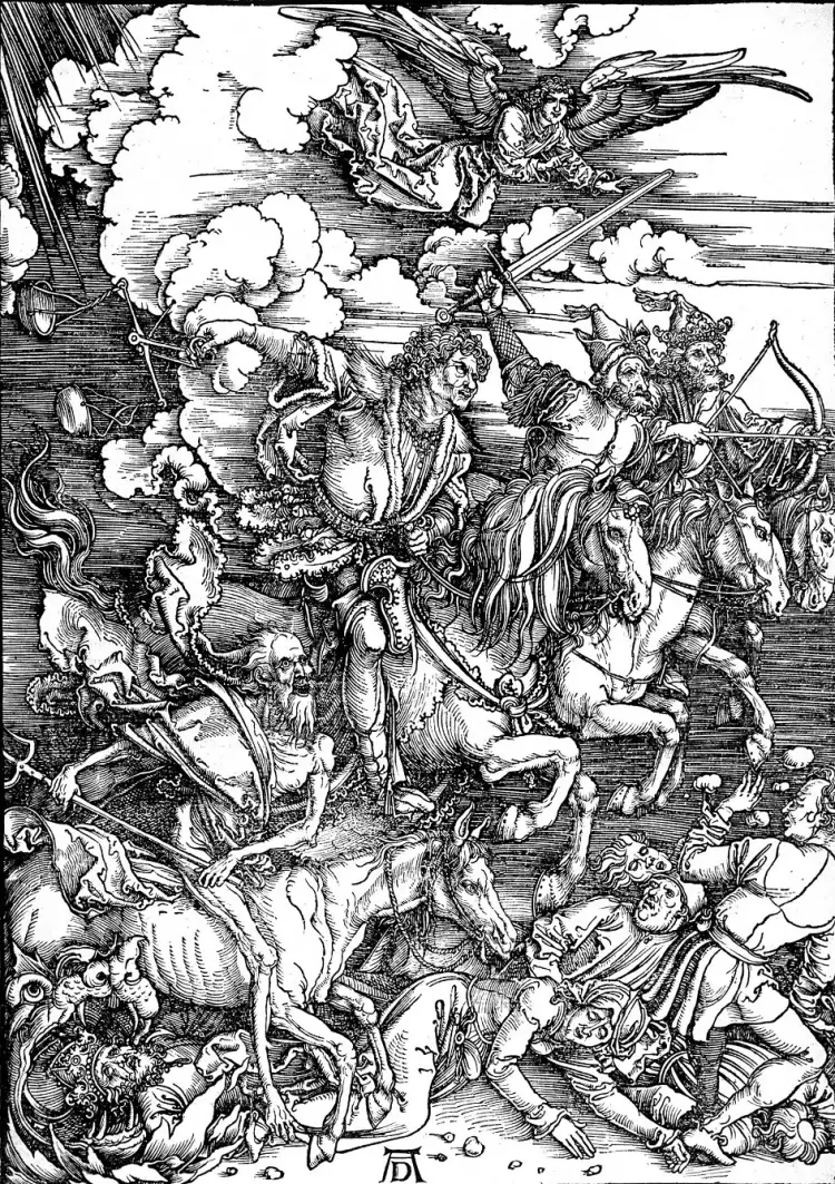 Графика. Альбрехт Дюрер. «Четыре всадника Апокалипсиса», 1498 Графика. Альбрехт Дюрер. «Четыре всадника Апокалипсиса», 1498