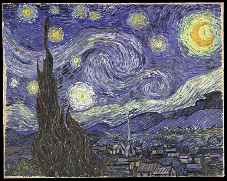Les peintres néerlandais les plus célèbres. Vincent van Gogh. La Nuit étoilée, 1889 Les peintres néerlandais les plus célèbres. Vincent van Gogh. La Nuit étoilée, 1889