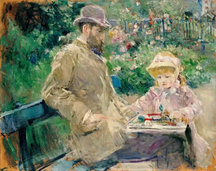 Portrait. Berthe Morisot. Eugène Manet with his daughter in the garden, 1883 Portrait. Berthe Morisot. Eugène Manet with his daughter in the garden, 1883