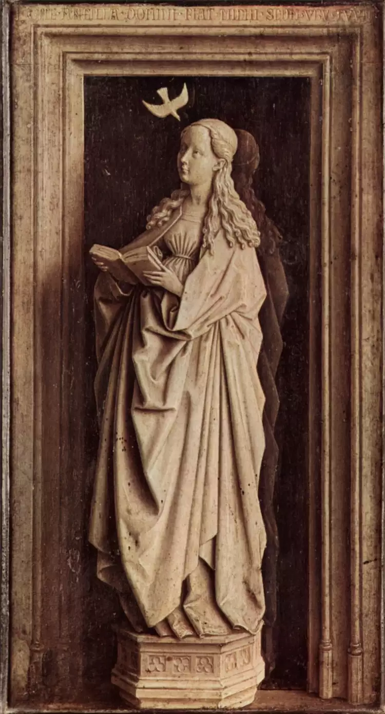Grisaille. Jan van Eyck. Annunciation (on the outer sash of the altar), 1439