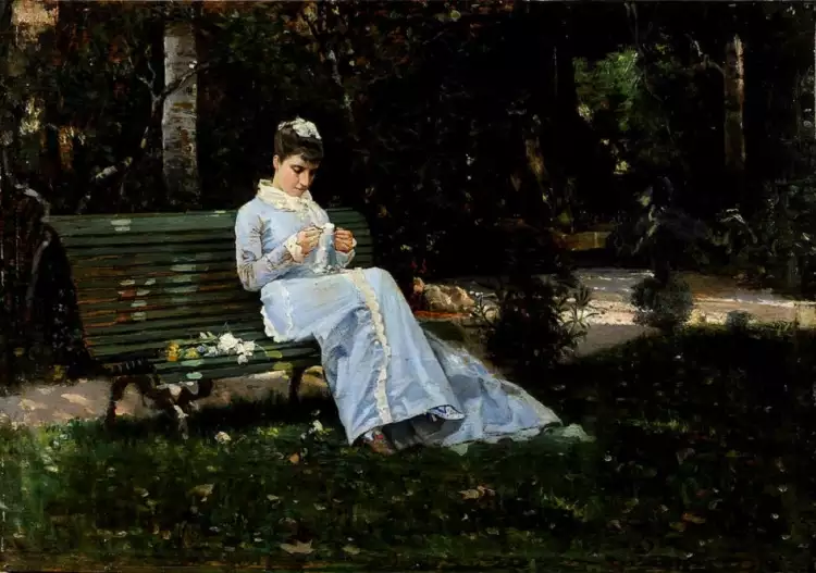 Веризм. Кристиано Банти. Картина «Портрет Алаиде Банти в саду», 1870 Веризм. Кристиано Банти. Картина «Портрет Алаиде Банти в саду», 1870