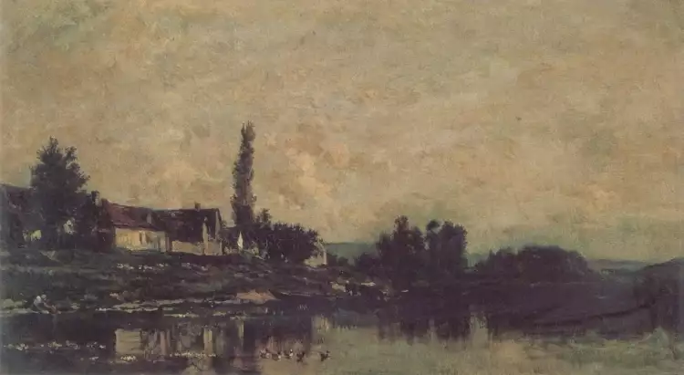 Шарль-Франсуа Добиньи. «Деревня на берегу Уазы», 1868