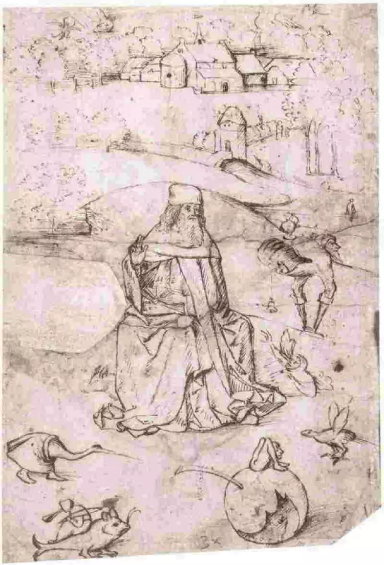 Hieronymus Bosch. The drawing The Temptation of Saint Anthony, circa 1500 Hieronymus Bosch. The drawing The Temptation of Saint Anthony, circa 1500