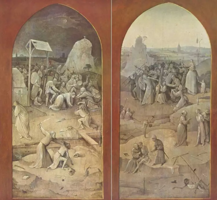 Hieronymus Bosch. The outer panels of the triptych The Temptation of Saint Anthony, 1505-1506 Hieronymus Bosch. The outer panels of the triptych The Temptation of Saint Anthony, 1505-1506