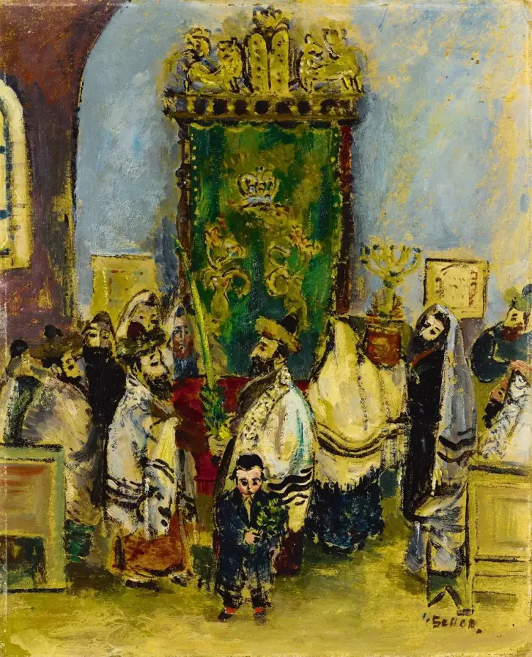 Илья Шор. Картина «Молитва Суккот в синагоге», 1950-е