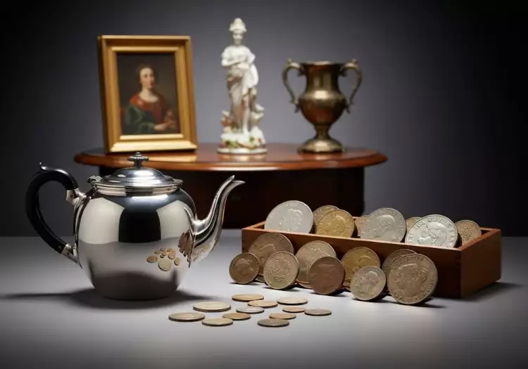 Коллаж из предметов разных популярных категорий антиквариата Коллаж из предметов разных популярных категорий антиквариата