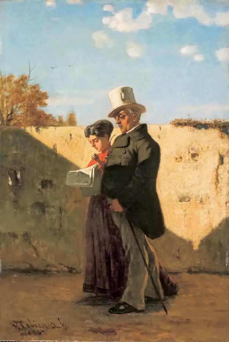 Веризм. Винченцо Кабьянка. Картина «Прогулка», 1867 Веризм. Винченцо Кабьянка. Картина «Прогулка», 1867