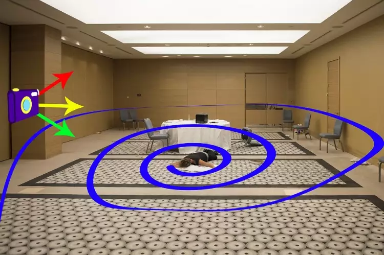 Судебная фотография. Стейси Пирсолл. «Иллюстрация спирального метода документирования места преступления»