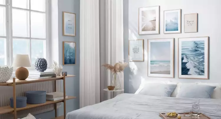 Интерьерные картины. Спальня со стенами, украшенными интерьерными картинами Интерьерные картины. Спальня со стенами, украшенными интерьерными картинами