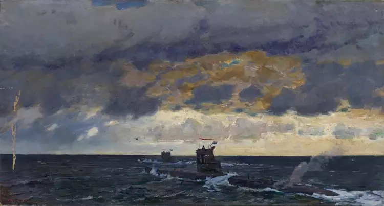Георгий Нисский. Картина «Подводная лодка в Баренцевом море», 1950-е