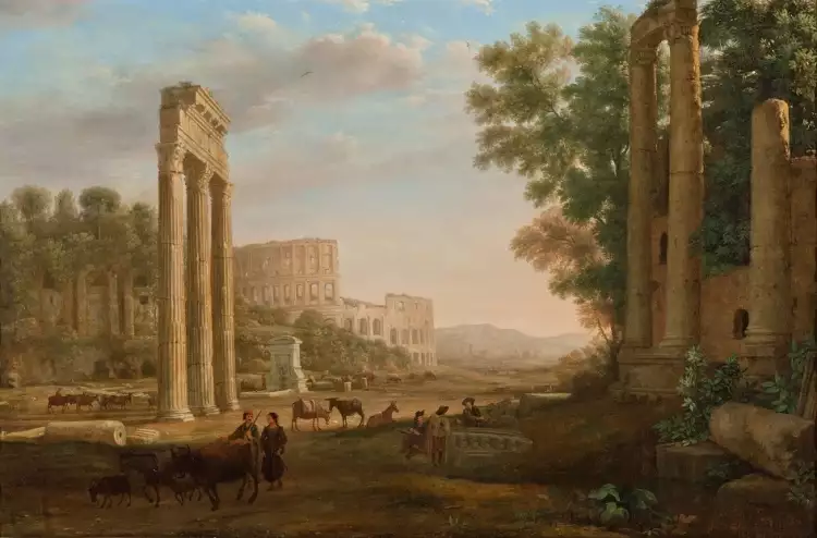 Classicisme français. Claude Lorrain. Capriccio avec les ruines du Forum romain, 1634