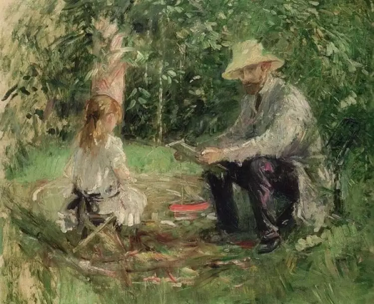 Берта Моризо. «Эжен Мане с дочерью в саду»