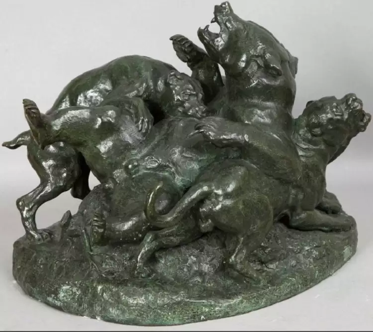 Антуан-Луи Бари. Скульптура «Собаки, рвущие медведя», 1855